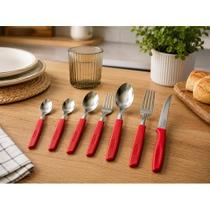 Conjunto Talheres 42 Pecas Vermelho Design Moderno Aco Inox Duravel Completo Conjunto Talheres 42 Pecas Vermelho Design Moderno Aco Inox Duravel Completo
