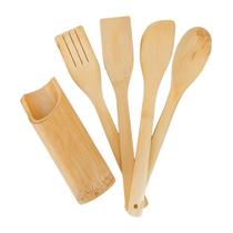 Conjunto Talheres Bambu 5 Peças Pau Colher Garfo Espátulas Conjunto Talheres Bambu 5 Peças Pau Colher Garfo Espátulas