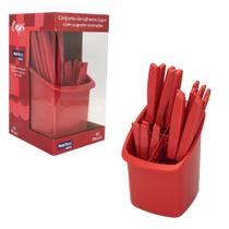 Conjunto Talheres com Porta Talher Capri 25 Peças Vermelho Conjunto Talheres com Porta Talher Capri 25 Peças Vermelho