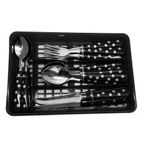 Conjunto Talheres e Gaveteiro (17PCS) preto Wincy