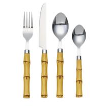 Conjunto Talheres Estilo Bambu 24 Peças Faca Colher Garfo Conjunto Talheres Estilo Bambu 24 Peças Faca Colher Garfo