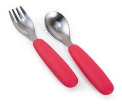 Conjunto Talheres Infantis Em Silicone Vermelho Moda Do Chef