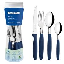 Conjunto Talheres Mesa Colher Garfo Faca Tramontina Ipanema Kit 24 Peças inox Conjunto Talheres Mesa Colher Garfo Faca Tramontina Ipanema Kit 24 Peças inox