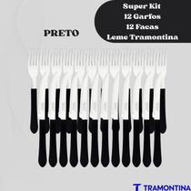 Conjunto Talheres Tramontina Leme 24 Peças Preto Aço Inox Polipropileno Durável