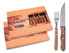 Conjunto talhes churrasco jumbo 12 pecas madeira simonaggio - Simonagio