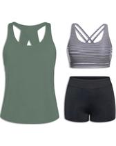 Conjunto Tankini Tempt Me Verde Militar 3 Peças