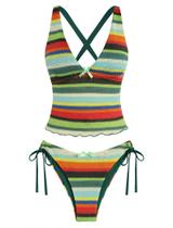 Conjunto Tankini ZAFUL com Decote em V e Estampa Floral Conjunto Tankini ZAFUL com Decote em V e Estampa Floral