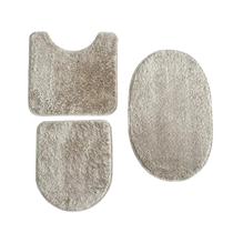 Conjunto Tapete de Banheiro Kit 3 Peças Jogo Antiderrapante Cor Bege Areia
