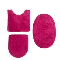 Conjunto Tapete de Banheiro Kit 3 Peças Jogo Antiderrapante Cor Rosa Pink Salão Mulher Lash