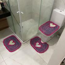 Conjunto Tapetes De Banheiro Jogo 3 Peças Luxuoso Algodão