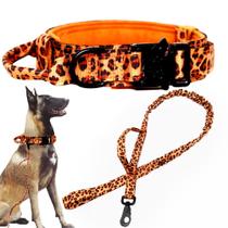 Conjunto tático de coleira e coleira para cães Xqpetlihai Leopard XXL