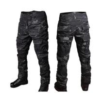 Conjunto Tático Masculino Preto Camuflado Com Blusa De Combate 1/4 Zip E Calças Duráveis Para