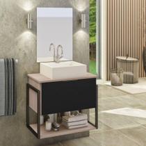Conjunto Tech 60cm Madeirado Preto Cuba Branca Conjunto Tech 60cm Madeirado Preto Cuba Branca