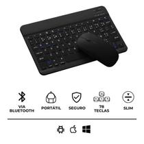 Conjunto Teclado ABNT Bluetooth e Mouse Sem Fio Portátil