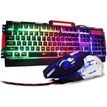 Conjunto Teclado e Mouse Gamer Luz com Iluminação Led e Metal Exbom BK-G3000 Preto