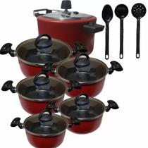 Conjunto Teflon Vermelho Antiaderente 9 Peças