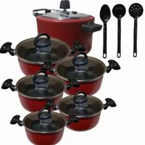 Conjunto Teflon Vermelho Antiaderente 9 Peças