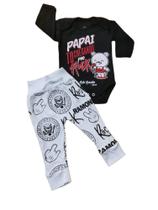 Conjunto Temático Body Mijãozinho Bebê Papai Rock Roupa de Criança Bodie e Mijão