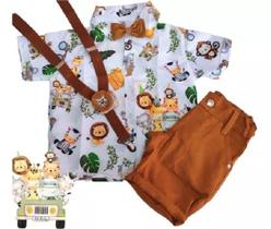 Conjunto Temático Safari Aquarela Zoo Animais Festa Aniversário - Pequeno Estiloso