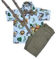 Conjunto Temático Safari Aquarela Zoo Animais Festa Aniversário