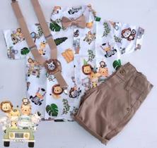 Conjunto Temático Safari Aquarela Zoo Animais Festa Aniversário
