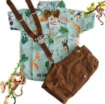 Conjunto Tematico Safari Folhas Animais Luxo Aniversario