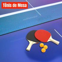 Conjunto Tênis de Mesa Ping-Pong com 2 Raquetes em MDF e EVA e 3 Bolinhas Lisa Brinquedo Infantil