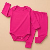 Conjunto Térmico Bebê Body e Calça Pé Reversível Quentinho 0 a 12m Conjunto Térmico Bebê Body e Calça Pé Reversível Quentinho 0 a 12m