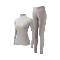 Conjunto Térmico Feminino De Manga Longa Com Alta Elasticidade, Gola Alta, Efeito Segunda Pele,