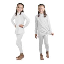 Conjunto Térmico Infantil Camiseta Camisa + Calça Proteção Frio Segunda Pele Quentinho Menino Menina Branco - ADSTORE