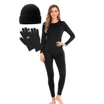 Conjunto Térmico Kit Frio Blusa Calça segunda Pele Inverno + Gorro + Luva Touch screen Masculino Feminino