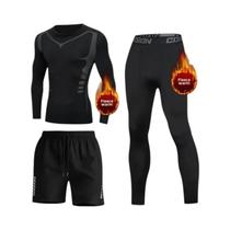 Conjunto Térmico Masculino De Inverno Com Pelúcia Para Camada Base, Secagem Rápida, Para Corrida,