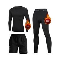 Conjunto Térmico Masculino De Inverno Com Pelúcia Para Camada Base, Secagem Rápida, Para Corrida,