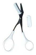 Conjunto Tesoura com Pente Aparador de Sombrancelha Branca