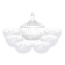 Conjunto Tigela Bowl Vidro 6 Peças Pote Potiche 1 Pç C Tampa Conjunto Tigela Bowl Vidro 6 Peças Pote Potiche 1 Pç C Tampa