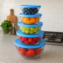 Conjunto Tigela De Vidro Bowl Marmita Com Tampa 5 Potes Com Tampa Conserva O Alimento Duhome