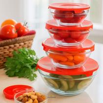 Conjunto Tigela De Vidro Bowl Marmita Com Tampa 5 Potes Com Tampa Conserva O Alimento Duhome Conjunto Tigela De Vidro Bowl Marmita Com Tampa 5 Potes Com Tampa Conserva O Alimento Duhome