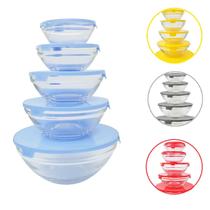 Conjunto Tigela de Vidro Bowl Marmita com Tampa Kit 5 Peças