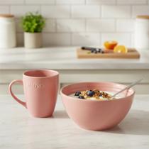 Conjunto Tigela E Caneca Cerâmica Hauskraft 280/500ml Rosa Conjunto Tigela E Caneca Cerâmica Hauskraft 280/500ml Rosa