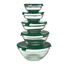 Conjunto Tigela Vidro Bowl Marmita Tampa 5 Peças Herméticos Conjunto Tigela Vidro Bowl Marmita Tampa 5 Peças Herméticos