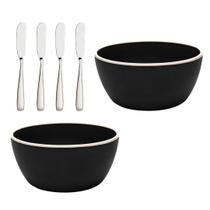 Conjunto Tigelas De Cereal 2 Unidades + Espátulas Inox 4 Pçs