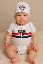 Conjunto Time tricolor torcedor fanático 3 peças Body shorts boina bebê festa mesversário Conjunto Time tricolor torcedor fanático 3 peças Body shorts boina bebê festa mesversário