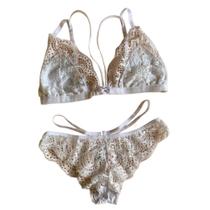 Conjunto Tirinhas Sutiã Sem Bojo Sem Aro Com Strappy Bra Calcinha Fio De Renda