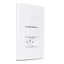 Conjunto Tomada 10A + 2 Interruptores Simples Branco Sleek Conjunto Tomada 10A + 2 Interruptores Simples Branco Sleek