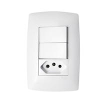 Conjunto Tomada 10A + 2 Teclas Simples Com Placa - B.Lux Conjunto Tomada 10A + 2 Teclas Simples Com Placa - B.Lux
