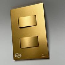 Conjunto Tomada 10a 20a 4x2 Dourada Fosco Interruptor Simples Paralelo Ouro Nobre Satin Blux