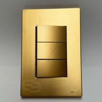 Conjunto Tomada 10a 20a 4x2 Dourada Fosco Interruptor Simples Paralelo Ouro Nobre Satin Blux