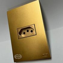 Conjunto Tomada 10a 20a 4x2 Dourada Fosco Interruptor Simples Paralelo Ouro Nobre Satin Blux