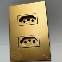 Conjunto Tomada 10a 20a 4x2 Dourada Fosco Interruptor Simples Paralelo Ouro Nobre Satin Blux