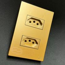 Conjunto Tomada 10a 20a 4x2 Dourada Fosco Interruptor Simples Paralelo Ouro Nobre Satin Blux